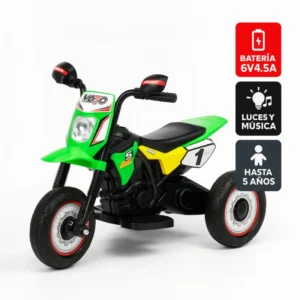 Motocross electrica para niños – 6V4.5A, Música y luces - 2 a 5 años