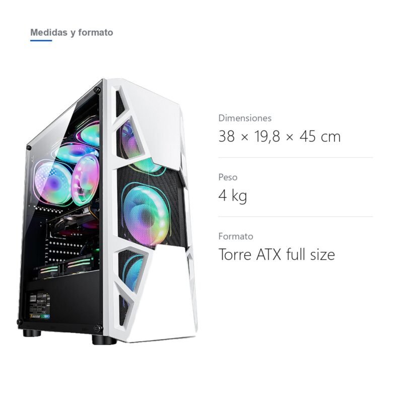 Gabinete PC Gamer Torre ATX con Panel Transparente