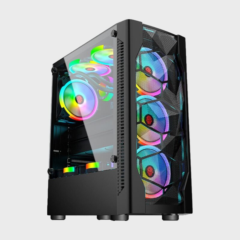 Gabinete PC Gamer Torre ATX Vidrio Templado y Frente de Malla