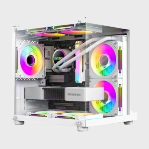 Gabinete PC Gamer Panorámico Mini Torre de Vidrio Templado