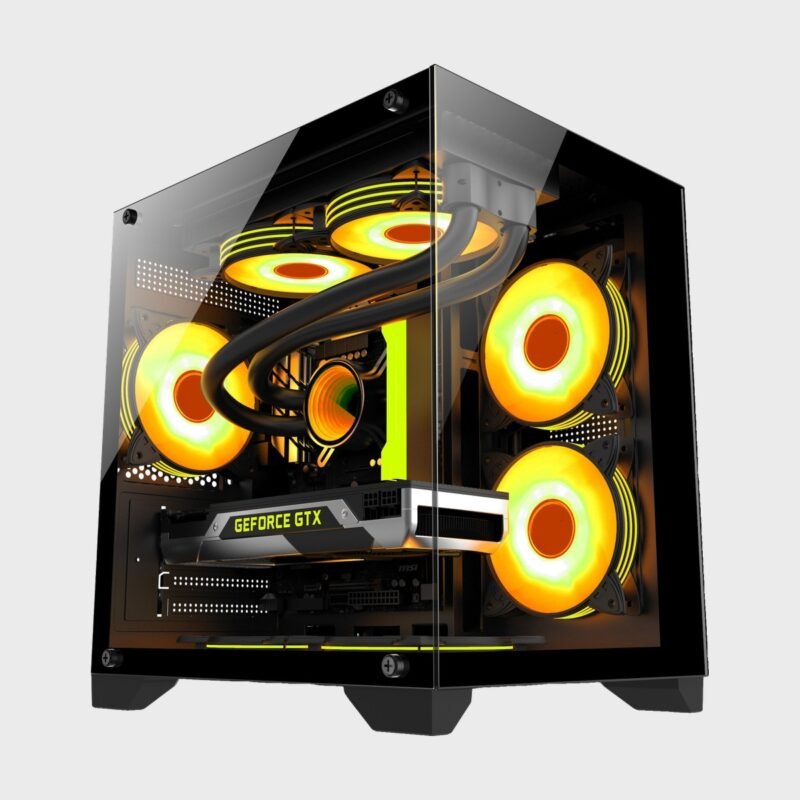 Gabinete PC Gamer Panorámico Mini Torre de Vidrio Templado