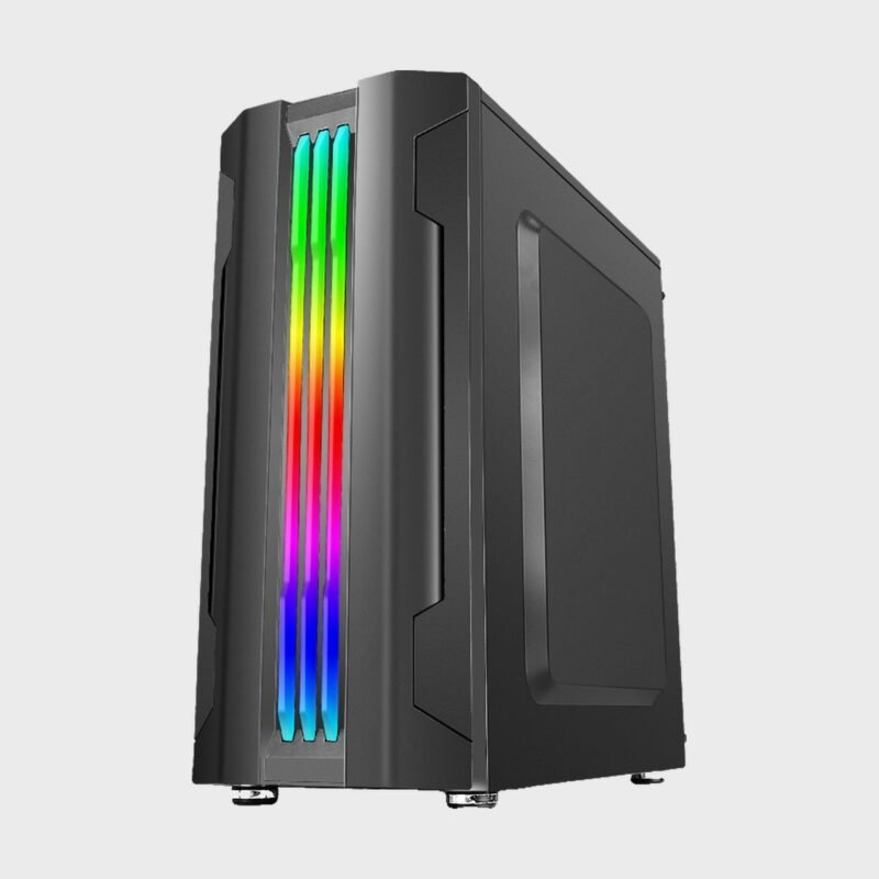 Gabinete PC Gamer Torre ATX con Tira RGB y Panel Transparente