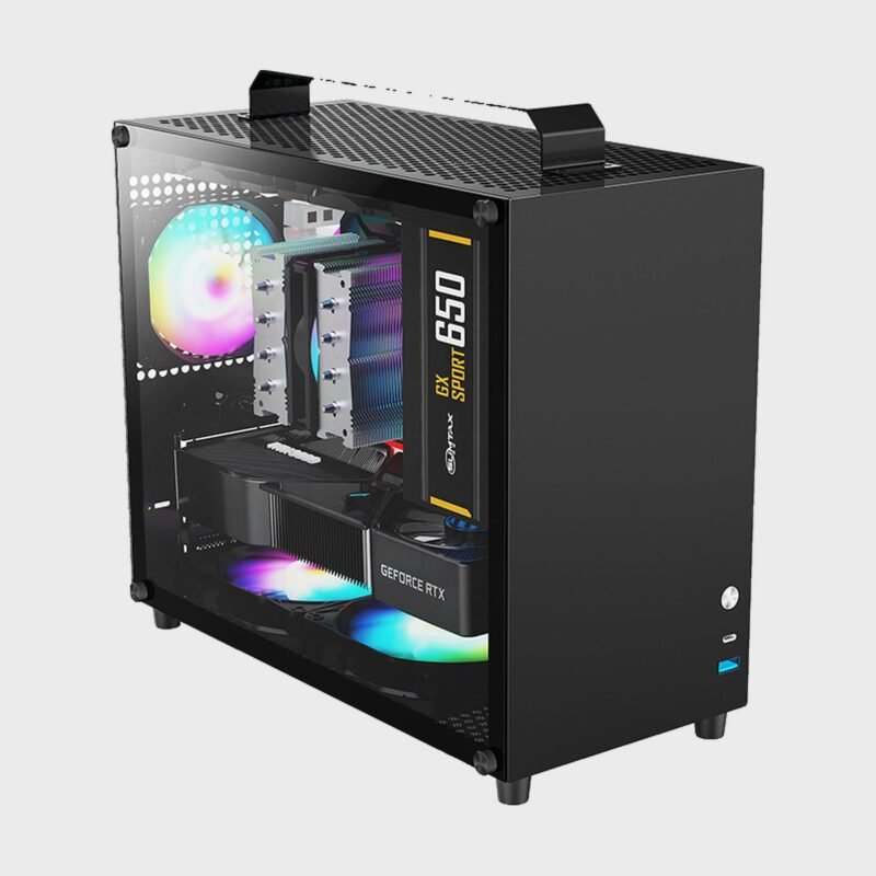 Gabinete Gamer Compacto de Aluminio Doble Vidrio Templado USB-C