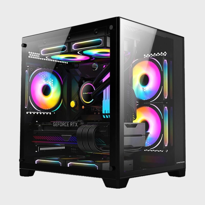 Gabinete Gamer Panorámico Cubo de Vidrio Templado Micro-ATX