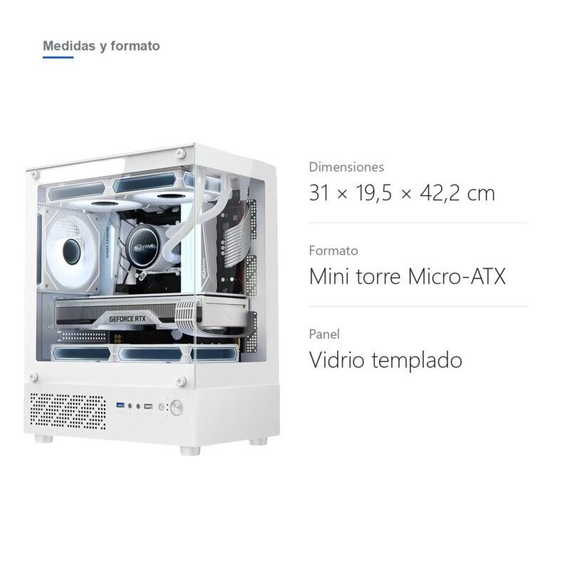 Gabinete PC Gamer Mini Torre de Vidrio Templado USB 3.0