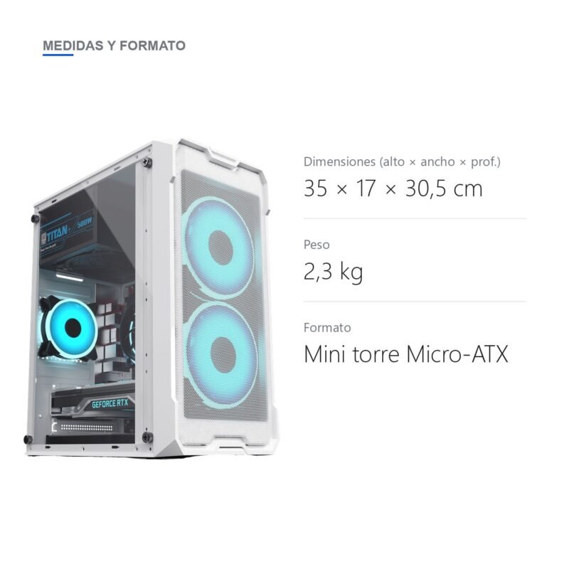 Gabinete PC Gamer Micro-ATX con Panel Transparente y USB 3.0