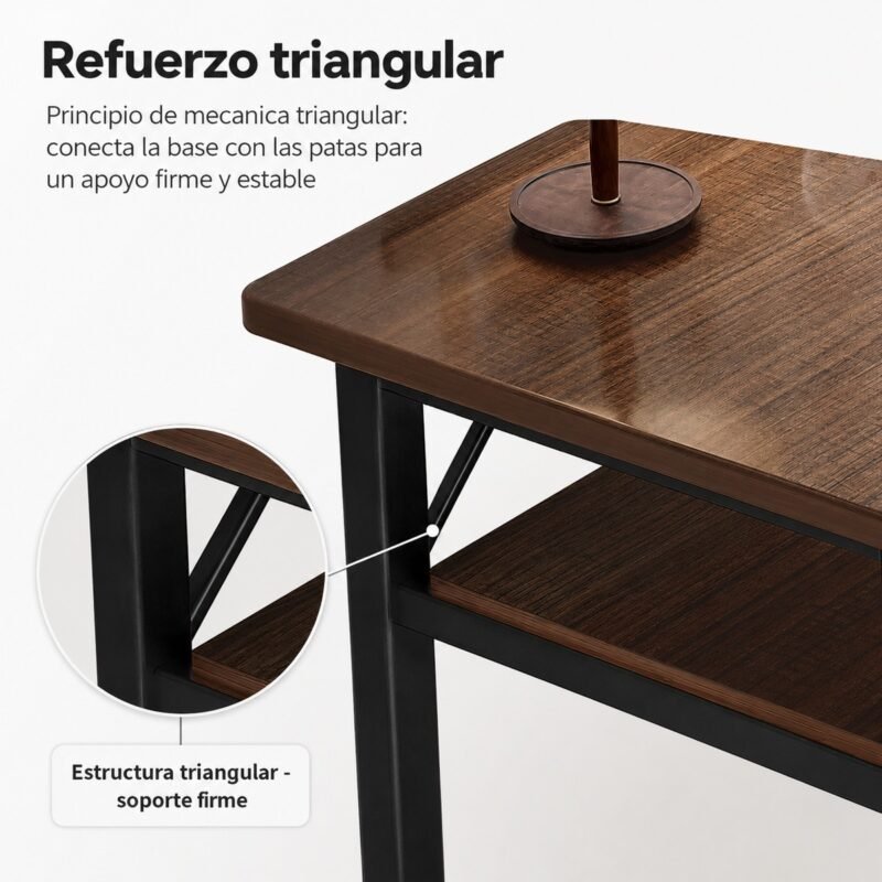 Escritorio Angosto de Doble Nivel con Repisa Inferior · 120×40×75 cm