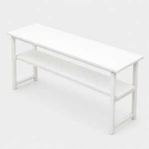 Escritorio Angosto de Doble Nivel con Repisa Inferior · 120×40×75 cm
