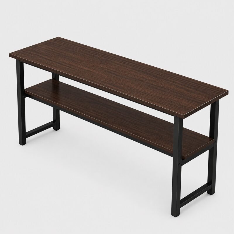 Escritorio Angosto de Doble Nivel con Repisa Inferior · 120×40×75 cm