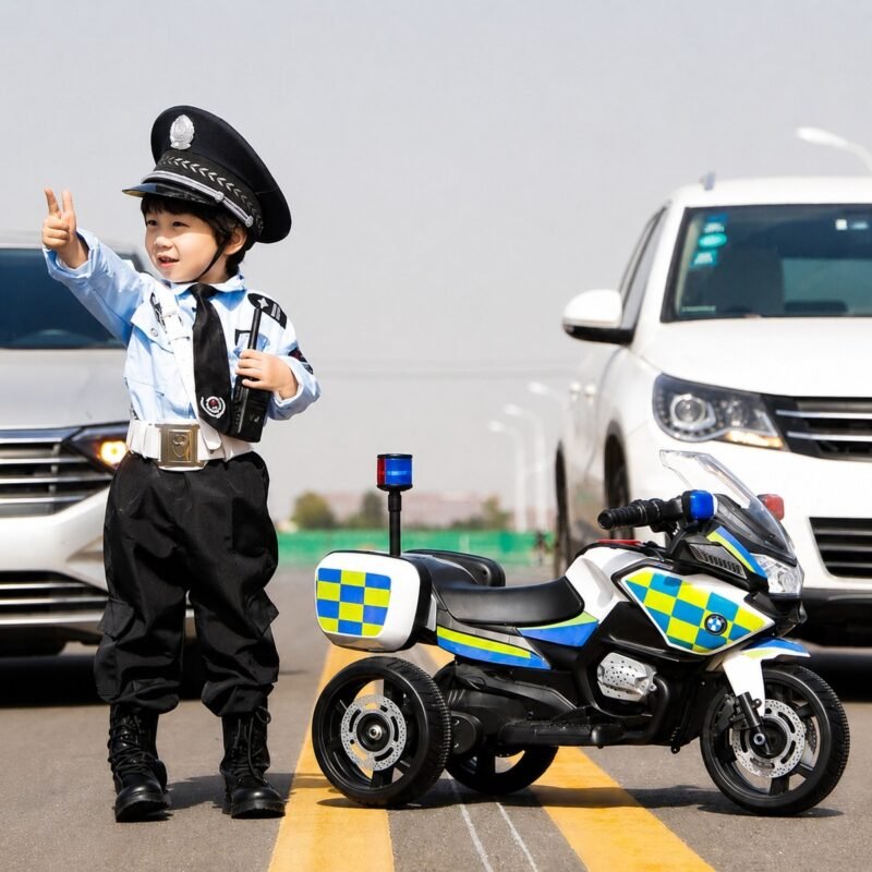 Moto Eléctrica Montable para Niños · Patrulla Verde con Control Remoto y Música
