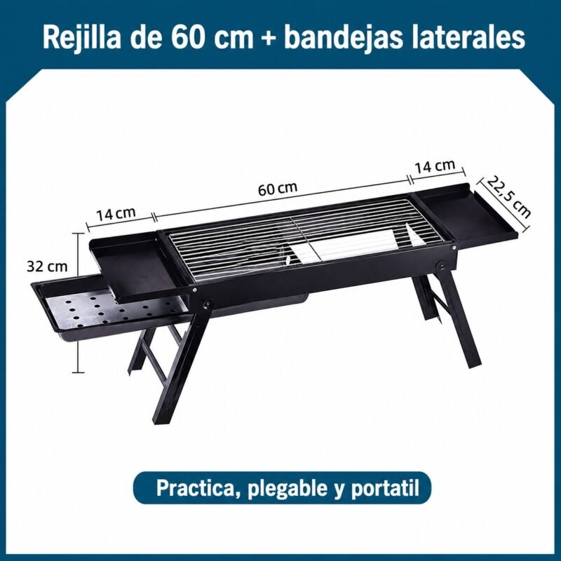 Parrilla Asador a Carbón Portátil y Plegable · 60 cm