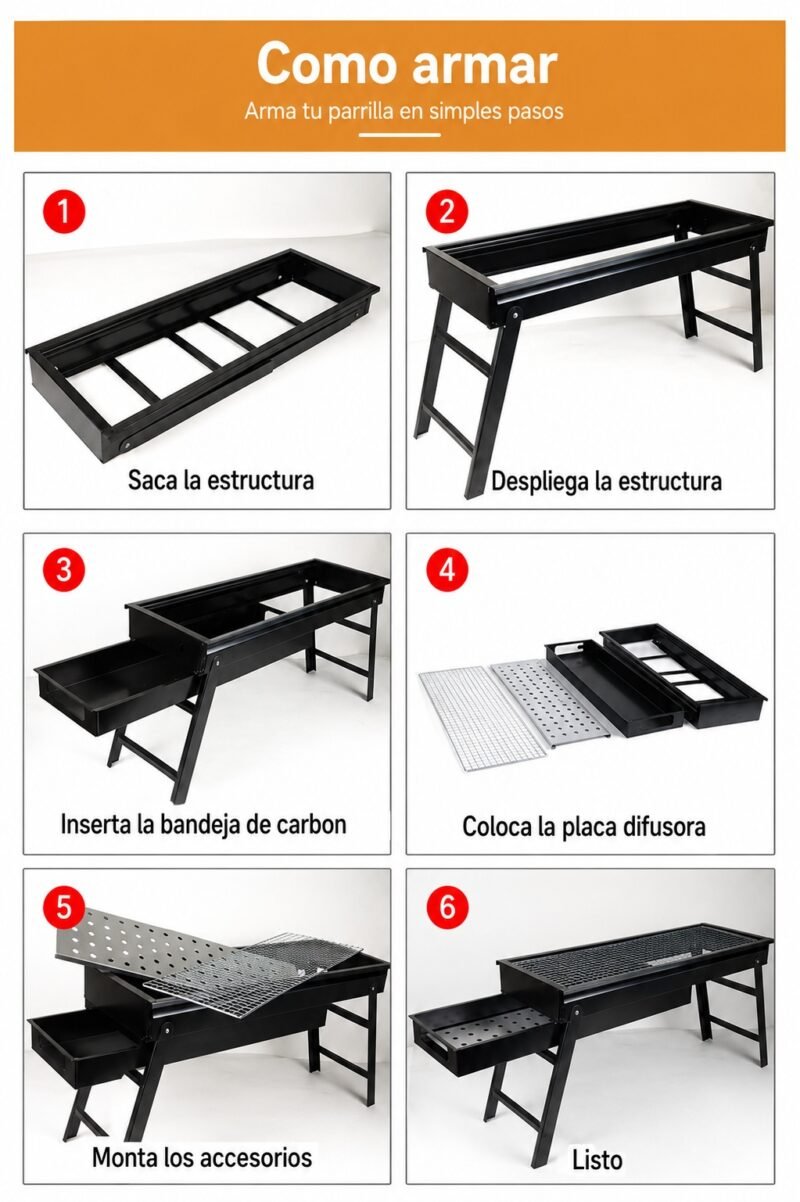 Parrilla Asador a Carbón Portátil y Plegable · 60 cm