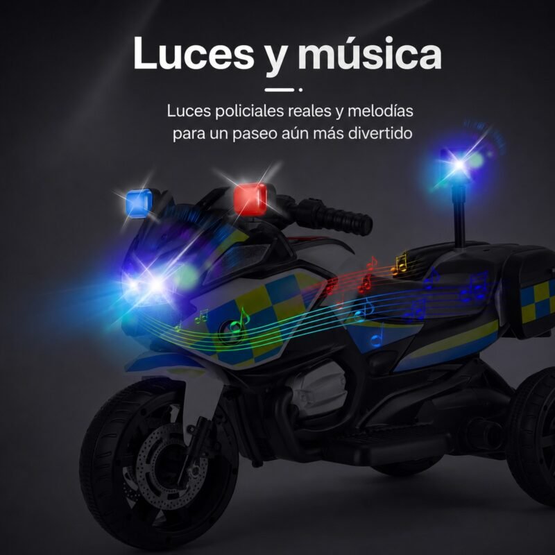 Moto Eléctrica Montable para Niños · Patrulla Verde con Control Remoto y Música