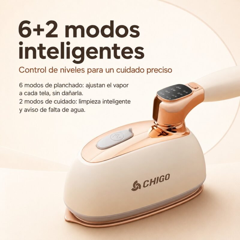 Vaporera de Ropa de Mano Portátil · Plancha a Vapor con Pantalla y Tanque Extraíble