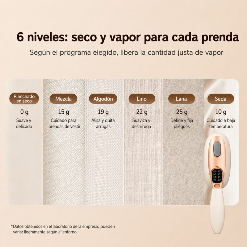 Vaporera de Ropa de Mano Portátil · Plancha a Vapor con Pantalla y Tanque Extraíble