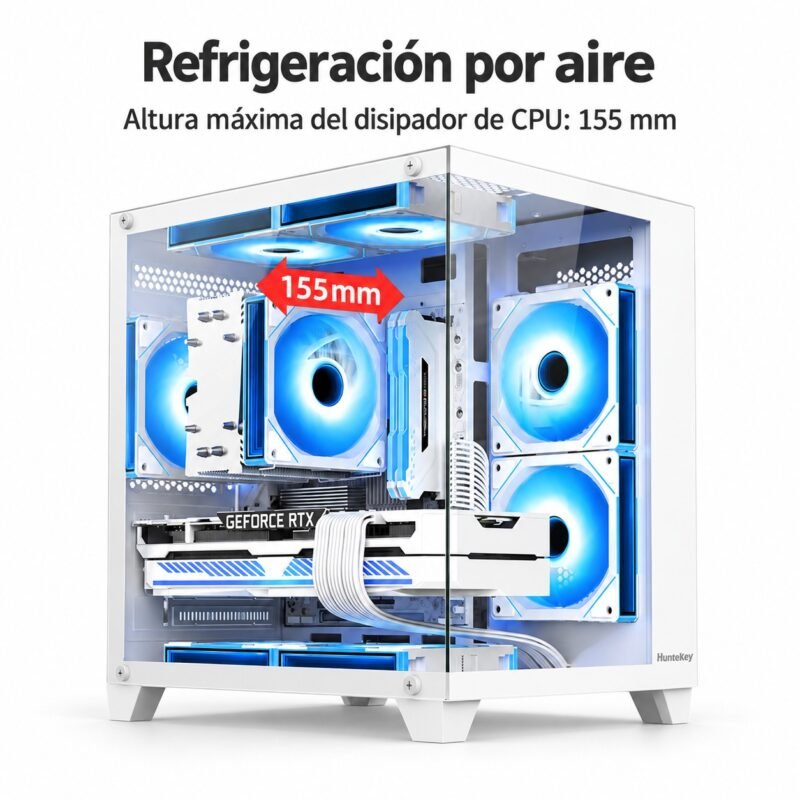 Gabinete PC Gamer Cubo Panorámico Micro-ATX con Vidrio Templado Envolvente y USB 3.0