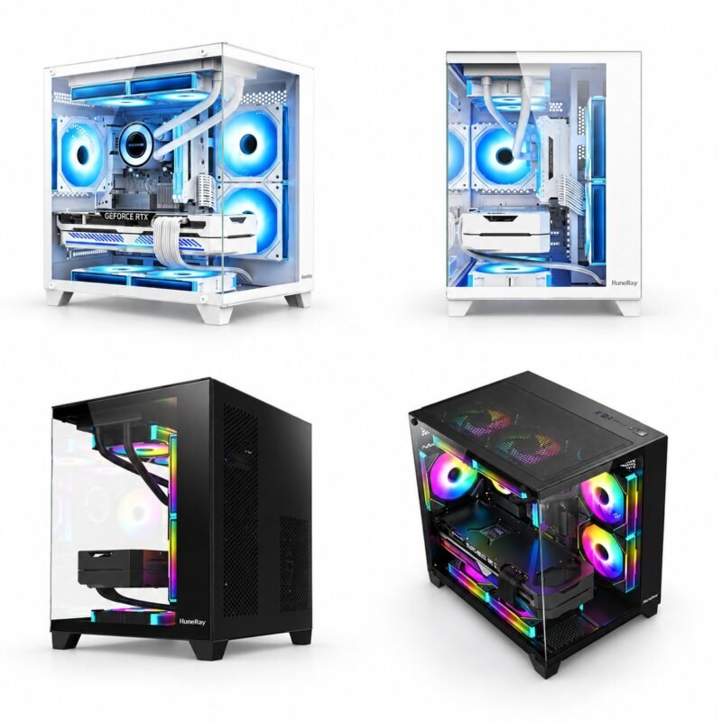 Gabinete PC Gamer Cubo Panorámico Micro-ATX con Vidrio Templado Envolvente y USB 3.0