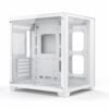 Gabinete PC gamer cubo panorámico blanco con vidrio templado en dos caras, interior vacío