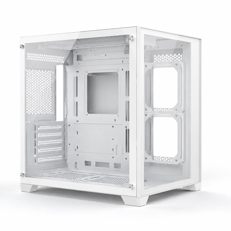 Gabinete PC Gamer Cubo Panorámico Micro-ATX con Vidrio Templado Envolvente y USB 3.0
