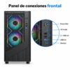 Panel de conexiones frontal: encendido, audio HD, 2 USB 2.0, USB 3.0 y botón de reinicio