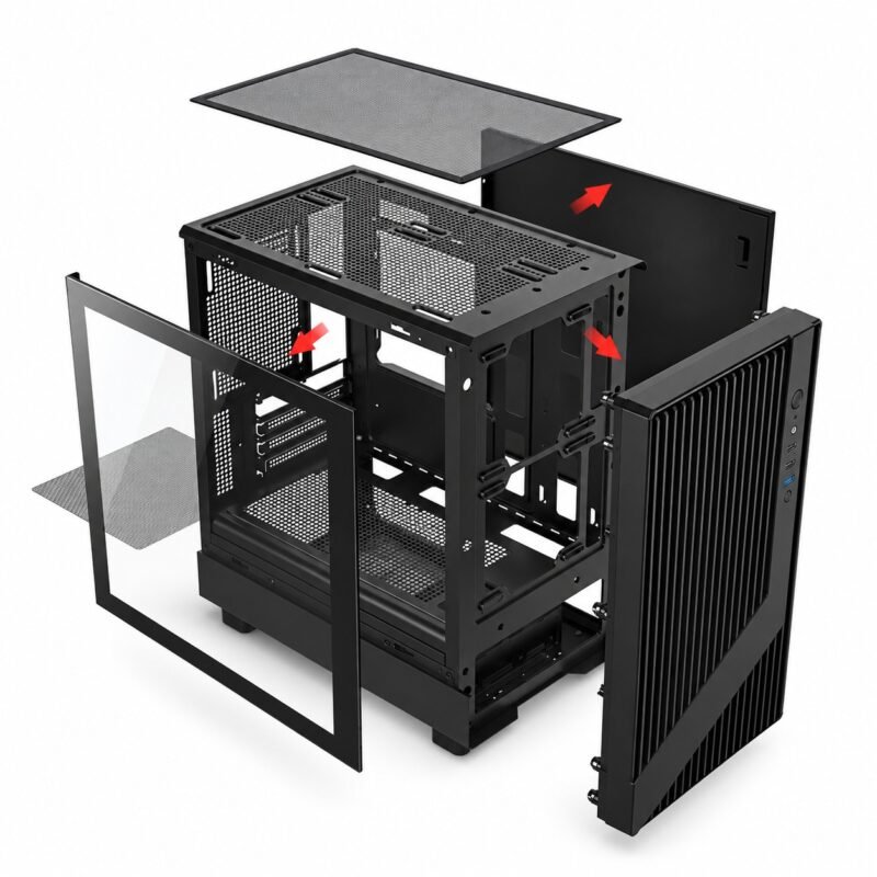 Gabinete PC Gamer Micro-ATX Airflow con Vidrio Templado, Radiador de 240 mm y USB 3.0