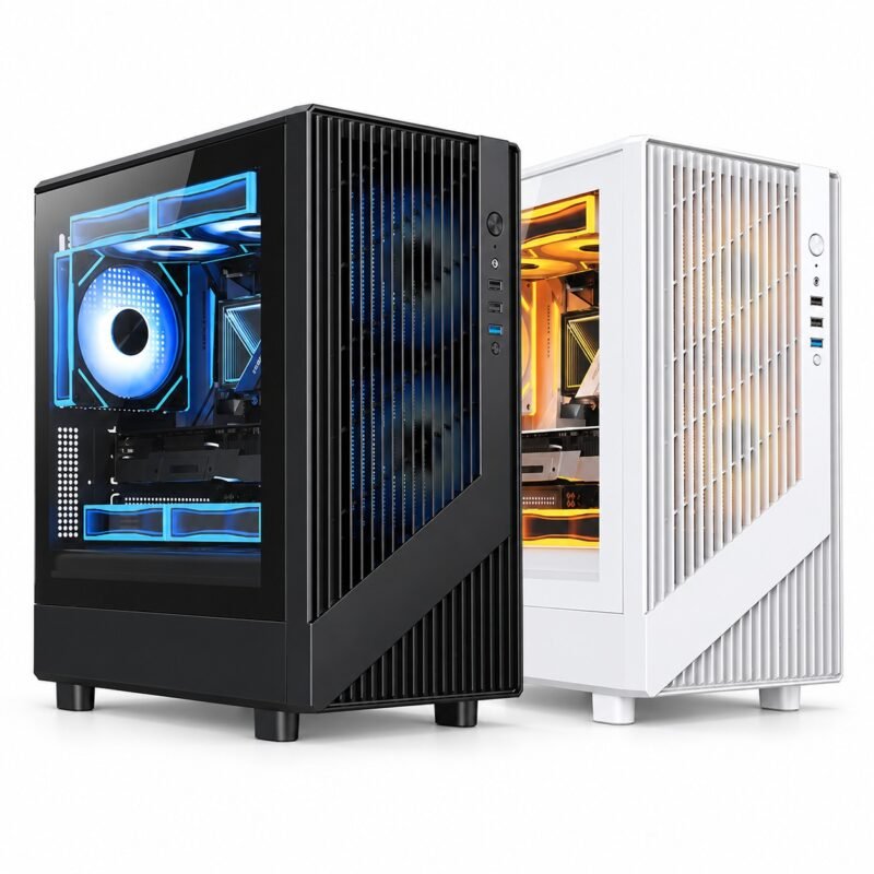 Gabinete PC Gamer Micro-ATX Airflow con Vidrio Templado, Radiador de 240 mm y USB 3.0