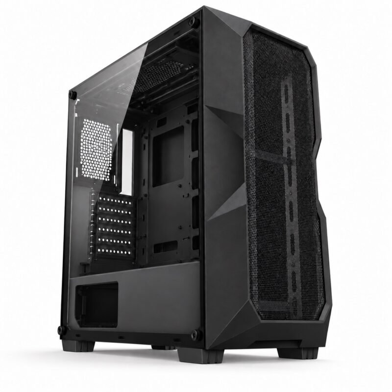 Gabinete PC Gamer Torre ATX Frente Geométrico y Vidrio Templado