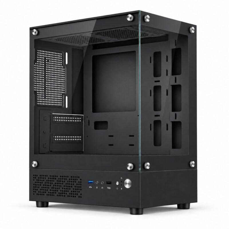Gabinete PC Gamer Mini Torre Micro-ATX Panorámico 270° con Vidrio Templado y USB 3.0