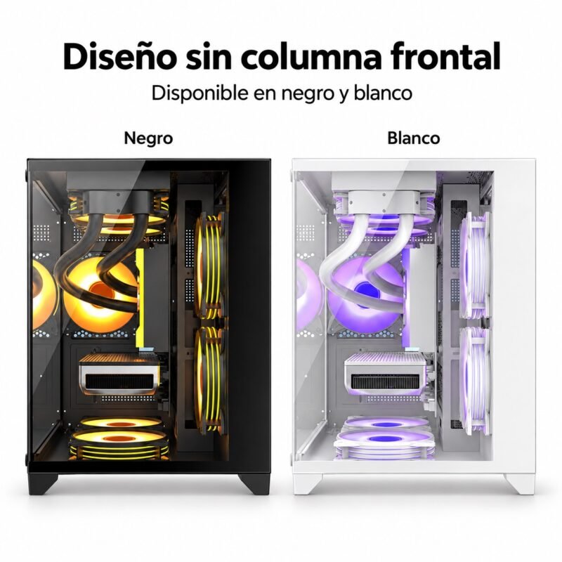 Gabinete PC Gamer Panorámico Mini Torre Micro-ATX con Doble Vidrio Templado y USB 3.0