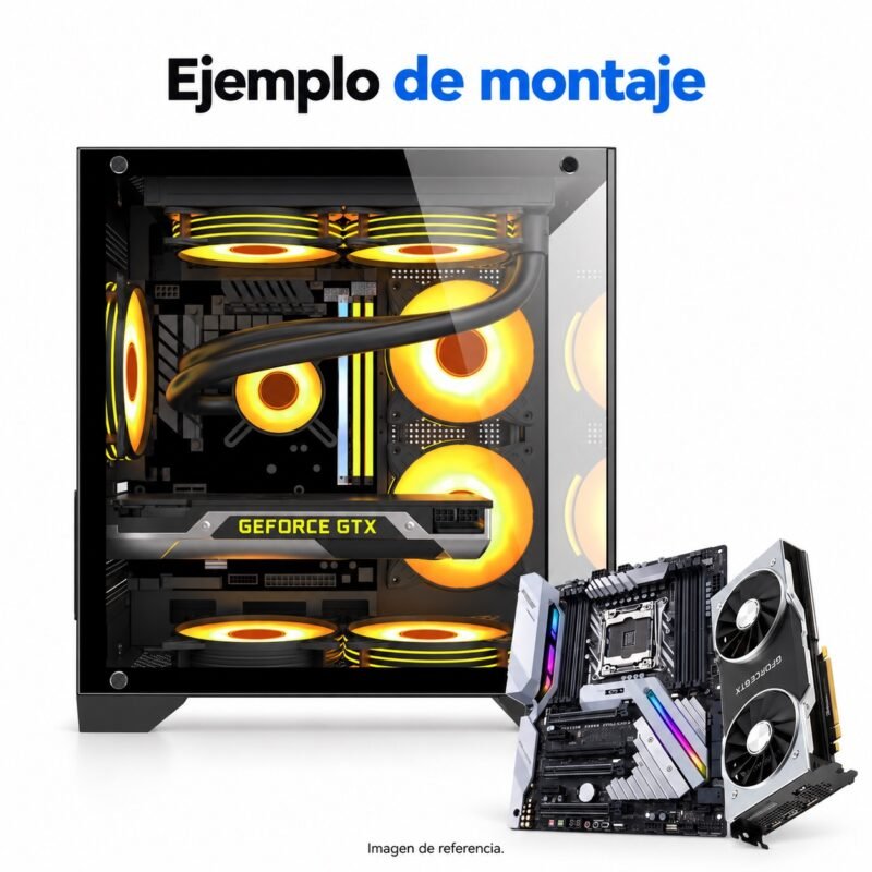 Gabinete PC Gamer Panorámico Mini Torre Micro-ATX con Doble Vidrio Templado y USB 3.0