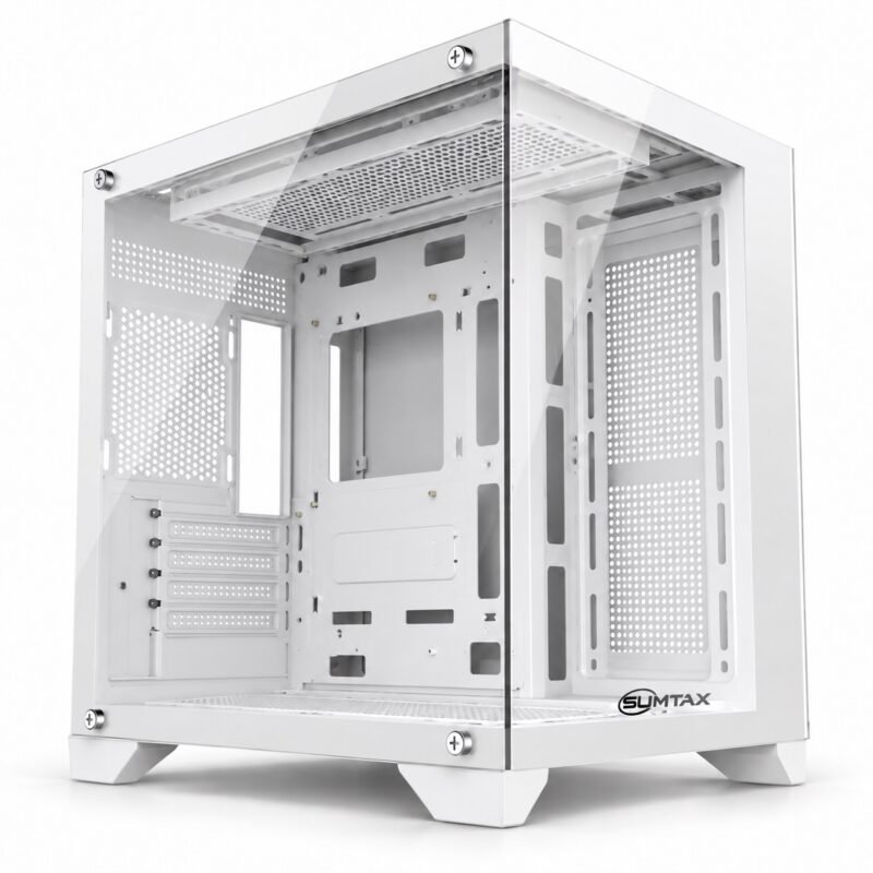 Gabinete PC Gamer Panorámico Mini Torre Micro-ATX con Doble Vidrio Templado y USB 3.0
