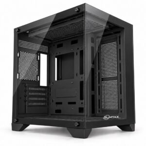 Gabinete gamer panorámico mini torre negro con doble vidrio templado