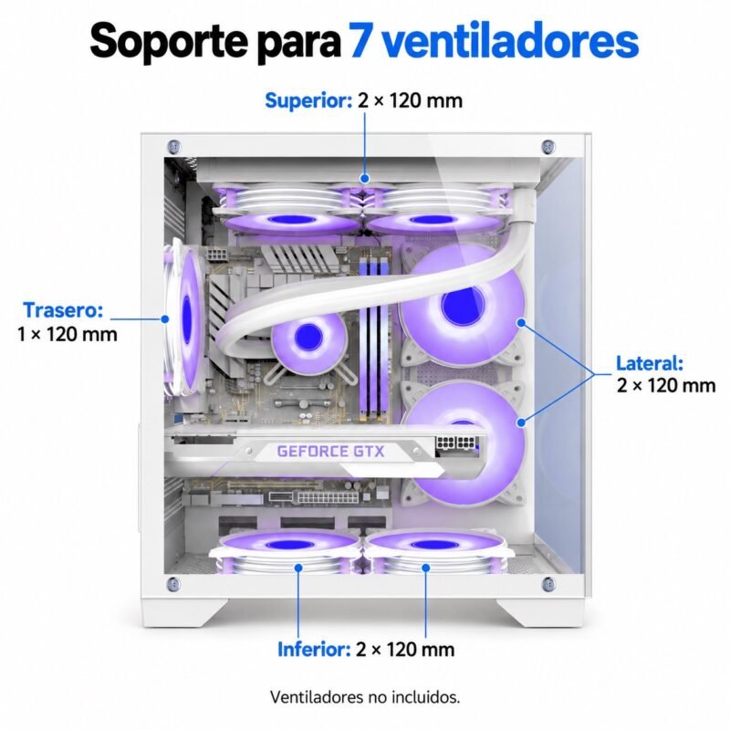 Gabinete PC Gamer Panorámico Mini Torre Micro-ATX con Doble Vidrio Templado y USB 3.0