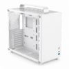Gabinete gamer compacto blanco con asa, vidrio templado y USB-C, interior vacío