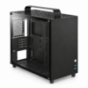 Gabinete gamer compacto negro con asa, vidrio templado y USB-C, interior vacío
