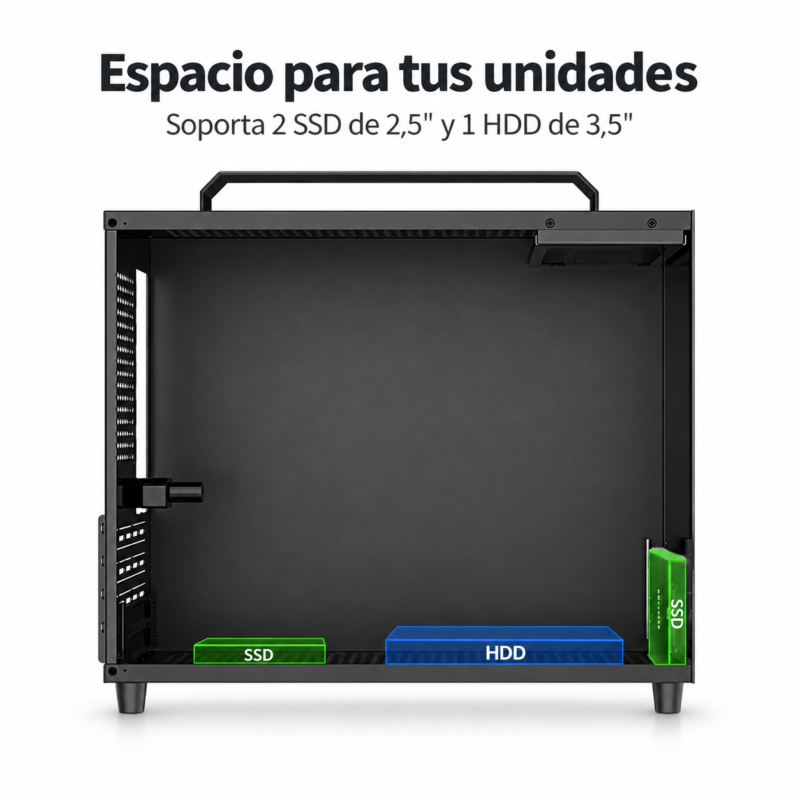 Gabinete PC Gamer VP500 Micro-ATX Compacto con Asa, Vidrio Templado y USB-C